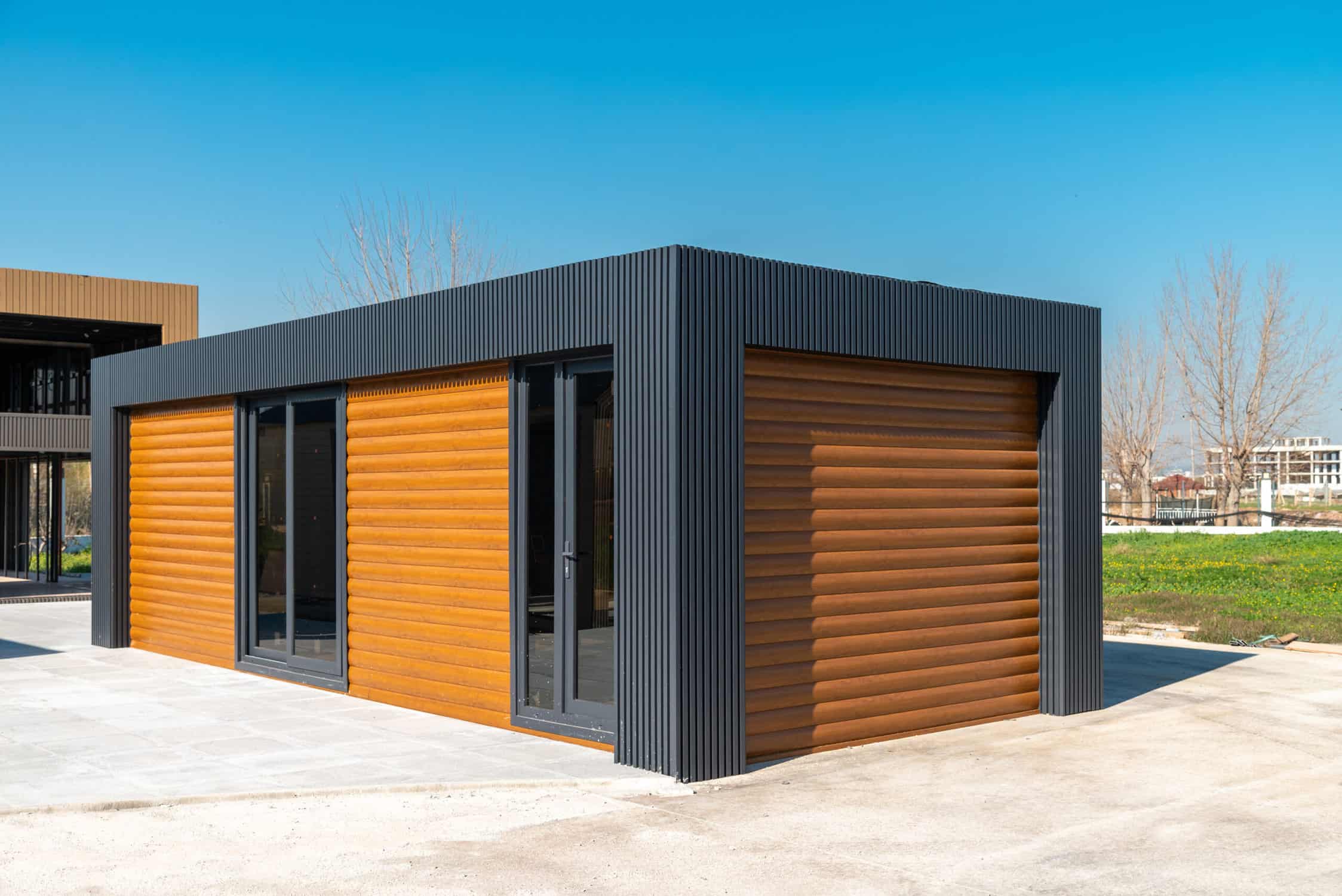 metal framed building with siding